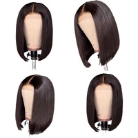 Perruque courte synthétique - Aspect naturel, résistante à la chaleur, perruque droite avec dégradé transparent pour femmes, style facile, usage quotidien
