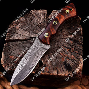 มีดดาบเหล็กดามัสกัสแบบเต็มด้าม สำหรับกิจกรรมกลางแจ้ง บุชคราฟท์ ใบมีดคมกริบ สำหรับตั้งแคมป์ ล่าสัตว์ ปลายใบมีดแบบดรอปพอยต์ ขนาด 9 นิ้ว OEM - Product Image 2