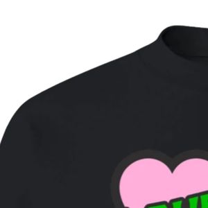 Sudadera de cuello redondo con estampado gráfico 'Black Love My Pink & Green', de manga larga, puños acanalados, informal, de forro polar para mujer, estilo urbano - Product Image 2