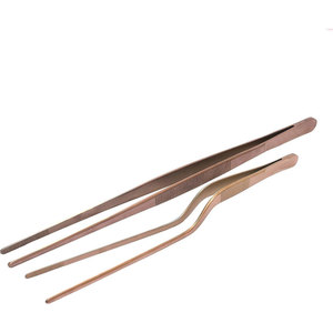 SIGAL MEDCO Pince de Chef de Cuisine pour Plats, Lot de 2, 10 Pouces Droites et 8 Pouces Inclinées, en Acier Inoxydable, Revêtement Plasma Or Rose, Respirantes - Product Image 1