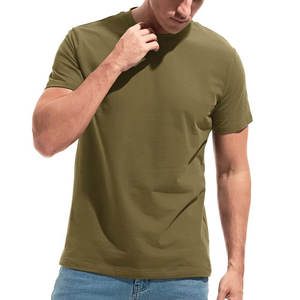 T-shirt personnalisé pour homme en coton 100% vert olive, col rond, manches courtes, haut d'été |   Coupe classique, écologique et respirant - Product Image 2