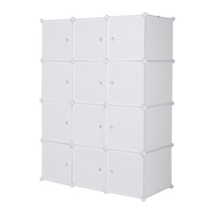 Scaffali in plastica con cubo impilabili a 12 compartimenti, multifunzionali, modulari, Design dell'asta per l'attaccatura dell'armadio - Product Image 3