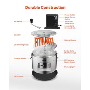 Trimmer Elettrico per Foglie e Germogli da 16 Pollici con Funzione Manuale, Lame in Acciaio Inossidabile per Taglio Visivo a Umido, Forbici da Potatura - Product Image 6
