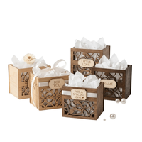 Boîte cadeau en bois élégante faite à la main avec un design découpé au laser | Panier de rangement décoratif pour souvenirs, mariages, anniversaires, occasions spéciales