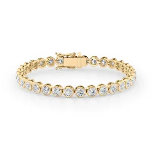 สร้อยข้อมือเทนนิสเพชรทรงกลมขอบทองคำขาว 18k เพชรเลี้ยงในห้องปฏิบัติการ ดีไซน์ทันสมัยคลาสสิก ของขวัญสุดหรู - Product Image 5