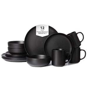 12-Piece Microwave & Dishwasher Safe Stoneware <b>Dinnerware</b> Set Non-Toxic Plates & Bowls with Mugs Stackable Design - Product Image 1