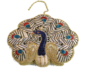 Décorations de Noël de luxe, ornements suspendus pour arbre de Noël avec paon brodé à la main, techniques d'impression de haute qualité - Product Image 2