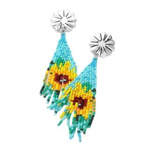 Boucles d'oreilles classiques brodées de perles de rocaille motif papillon, légères, faites à la main, en coton perlé, accessoires personnalisés en cristal - Product Image 4