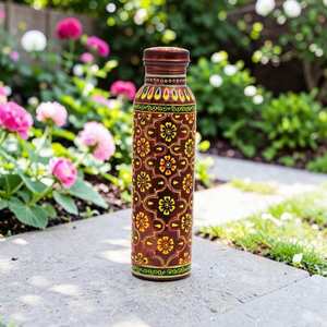 Hand Painted Floral <b>Copper</b> Water <b>Bottle</b> Traditional Artisan Design Reusable Metal <b>Drink</b> Flask Leakproof Daily Hydration - Product Image 4