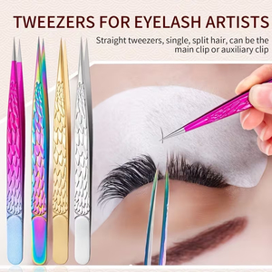 Professional Fiber Tip Eyelash Tweezers for Easy <b>Fan</b> Volume, High Quality Non-Magnetic Stainless Steel Lash Extension Equipment - Product Image 3
