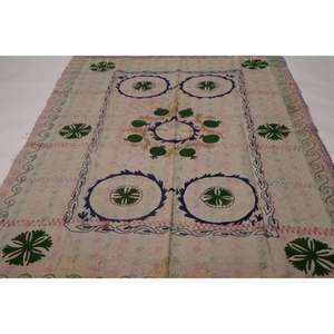 Handmade Vintage Kantha Suzani <b>Quilt</b> Cotton Floral Embroidery Boho Indian Eco-Friendly All-Season Bedspread <b>Throw</b> Blanket - Product Image 2