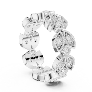 Bague Éternité Unisexe en Argent 925 avec Diamants de Laboratoire Ronds Motif Feuille, Inspirée de la Nature, Style Vintage, pour Mariage et Anniversaire, Scintillante - Product Image 3