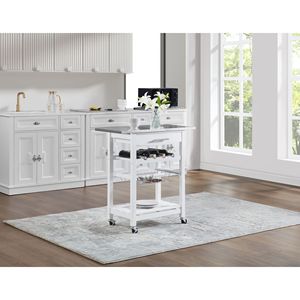 Carrello da Cucina Mobile con Isola, Cassetto e Cesto Portaoggetti Estraibile in Rete - Product Image 5