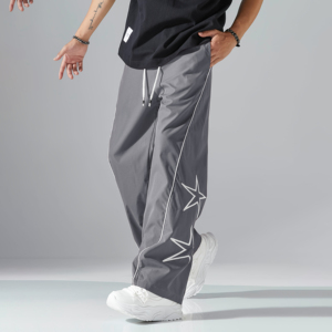 Pantalon de survêtement ample et droit pour homme, taille élastique, nouveau design, coupe décontractée, jambe large évasée, style streetwear, haute qualité - Product Image 5