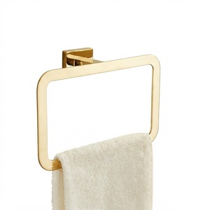 Porte-serviettes carré en acier inoxydable, doré brossé, mural, pour hôtel moderne et accessoires de salle de bain à domicile - Product Image 1