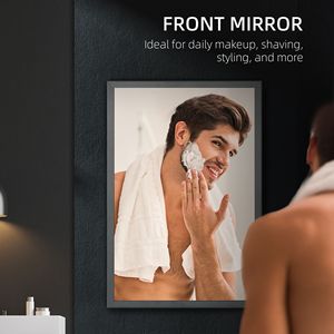 Armadietto da Parete Compatto Nero a Singola Anta per Bagno con Specchio e Ripiani - Product Image 5