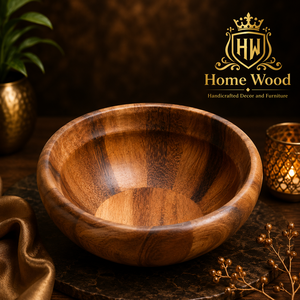 Tazón de madera hecho a mano, sin recubrimiento, diseño clásico para servir alimentos - Product Image 1