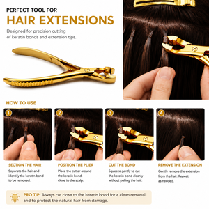 Pinzas de Acero Inoxidable Doradas para Extensiones de Cabello, Herramienta para Instalación y Remoción - Product Image 6