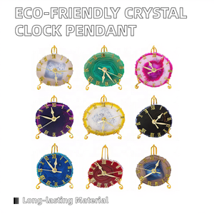 Horloge murale en cristal de Feng Shui religieux, en agate polie naturelle, écologique, en gros |   Décoration d'intérieur artisanale en pierres précieuses personnalisée - Product Image 2