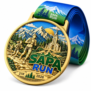 Medalla Personalizada de Aleación de Zinc Chapada en Oro de 21K 2026, Medalla Circular Troquelada, Medalla de Premio para Carrera Deportiva, Recuerdo - Product Image 1