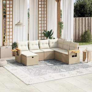 Ensemble de canapés de jardin en rotin PE beige et acier thermolaqué, meubles d'extérieur élégants - Product Image 1