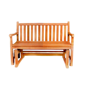 Cette banc d'extérieur en bois naturel est fabriqué en bois dur massif et durable, avec un dossier à lattes et un mécanisme de balancement fluide. - Product Image 3