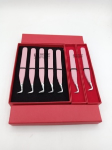 Pince à épiler GETUP BROSONS IMPEX personnalisée avec logo, pointe lisse rose clair à 90 degrés, revêtement anti-magnétique, pour extensions de cils, haute qualité - Product Image 5