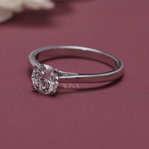 IGI Certified Round <b>Solitaire</b> Diamond Engagement & Wedding <b>Ring</b> in Solid 925 Sterling <b>Silver</b> - Product Image 2