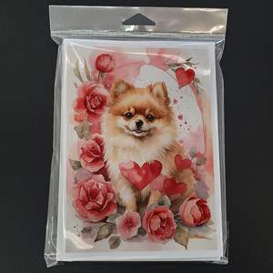 Whimsical A7 Size 5x7 Blank <b>Note</b> <b>Cards</b> Pomeranian Valentine Roses Pack of 8 with Envelopes <b>Greeting</b> <b>Cards</b> - Product Image 3
