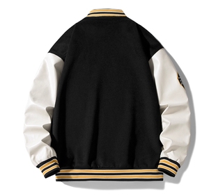 Blouson universitaire personnalisé pour homme, style streetwear hiver, broderie premium, OEM/ODM, 100% laine peignée, logo frontal - Product Image 4