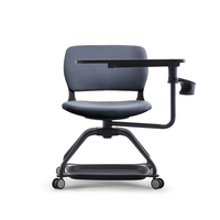 Chaise de formation d'invité de salle de réunion en plastique de tâche réglable en hauteur avec bloc-notes et roues