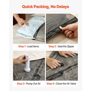 Bolsas de Almacenamiento al Vacío, Paquete de 16, Ahorro de Espacio para Ropa, con Bomba y Cable de Carga, Cierre Doble, Plástico PA Grueso, para Viajes - Product Image 6