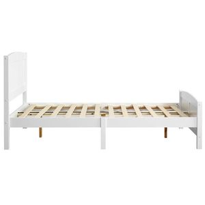 Base <span class=keywords><strong>letto</strong></span> singola FCH in pino bianco massiccio con doghe curve e strisce verticali, testiera e pediera in legno - Product Image 2