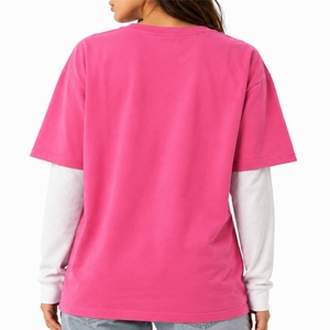 Women Double Layer <b>T</b>-<b>Shirt</b> <b>Winter</b> Modern Layered Sleeve Style Regular Casual Fit Comfortable Everyday Wear Anti-Wrinkle - Product Image 2