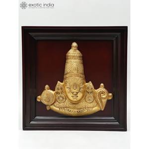 20 \ "รูปปั้นไม้ประดับมงกุฎประดับด้วยทองเหลือง (Venkateshvara) สำหรับแขวนผนัง - Product Image 4