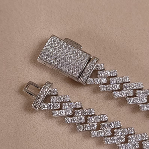 Geometric Baguette Diamond <b>Statement</b> <b>Necklace</b> Rhodium Plated Zinc Alloy Link Chain Fashionable Party Jewelry Unisex - Product Image 4