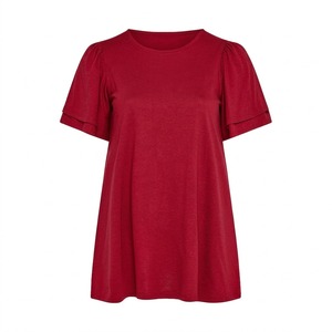 wholesale custom women <b>red</b> T Shirt Quick Dry Breathable Custom summer t shirt <b>high</b> quality <b>top</b> solid color loose fit o neck - Product Image 1