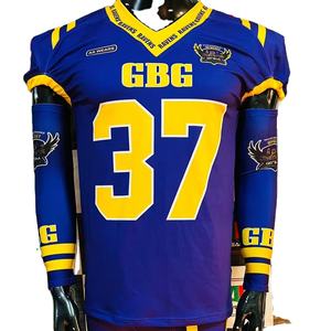 Camiseta de fútbol americano con foto real de talla grande, transpirable, sarga, sublimación, pantalones integrados, camiseta de equipo bordada corta - Product Image 1