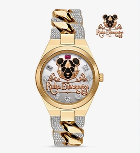 Moissanite Quartz Wristwatch with Fully Set Exterior Details and a Broad Polished Steel <b>Bracelet</b>. - Product Image 6