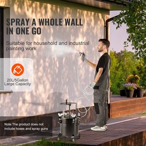 Serbatoio a Pressione in Acciaio da 20L/5 Galloni per Vernice Spray, 70 PSI Regolabile con Ruote, per Pistole a Spruzzo - Categoria Prodotto - Product Image 3