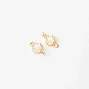 925 Sterling Silver Round Shape Bezel Set Round Opal Gemstone Handmade Designer Connector Charm For Women Wholesale Bulk - Product Image 3