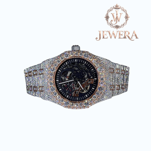 Export Quality Mossinate Elegant Gold and Silver Stainless Steel <b>Watch</b> Genuine Diamond Detailing <b>for</b> a Luxurious Look and Feel - Product Image 2