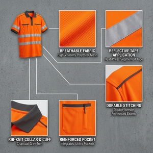 Polo de travail en maille polyester respirante pour entrepôt, marque privée, fournisseur de vêtements de travail - Product Image 6