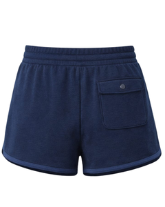 Custom Navy Blue <b>Women</b> Sweat <b>Shorts</b> Cotton Fleece <b>Elastic</b> <b>Waist</b> Drawstring Gym Casual Summer <b>Shorts</b> OEM Manufacturer Supplier - Product Image 2