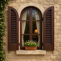 Volets de plantation en bois massif cintrés sur mesure à lamelles fixes pour fenêtres intérieures - Design horizontal, écologique, en bois massif, sur mesure