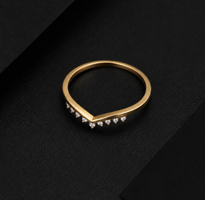 Anillo de Plata de Ley 925 con Baño de Oro de 14K, Circonita Cúbica Redonda, Engaste de Puntas, Minimalista, Unisex, para Uso Diario, Regalo para Ella - Product Image 3