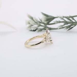Vintage Yellow Gold Marquise Cut Lab Grown Diamond Antique Floral Cluster <b>Crown</b> Setting Cluster Side Stones Unique Proposal <b>Ring</b> - Product Image 2