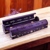 Brûleur d'encens en bois massif de qualité supérieure, boîte en forme de cercueil, attrape-cendres, fait main, porte-encens d'aromathérapie |   Décoration d'intérieur, cadeaux, artisanat, vente en gros