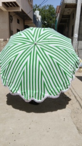 Parasol de jardin unique à motif imprimé en relief, style bohème indien, parasol de plage, protection solaire pour terrasses, fait main, vert - Product Image 4