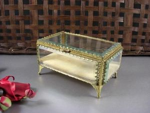 Mirrored Jewelry <b>Box</b> With Metal Frame Glass Storage Case Organizer <b>Vanity</b> Desk Display Tray - Product Image 5